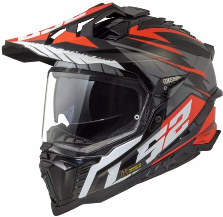 LS2 Endurohjelm MX701 Explorer Spire Svart Titanium/Rød